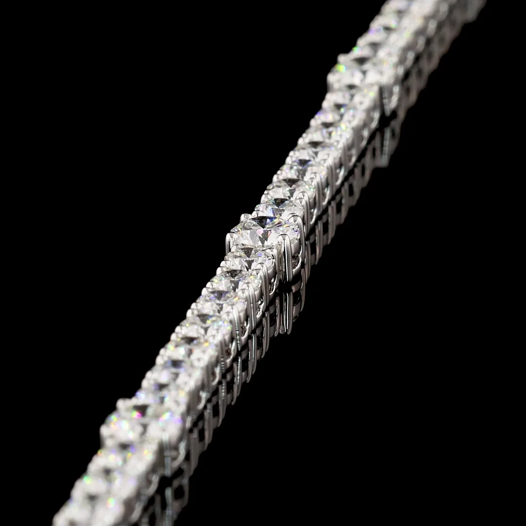 4.31 Cts 14k White Gold Round Shape Station Line Tennis Bracelet - Image 3