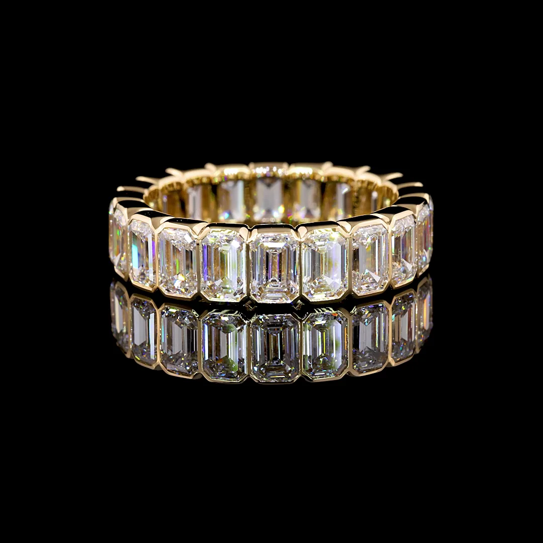 5.02 Cts 14k Yellow Gold Emerald Shape Eternity Band Eternity Band - Video