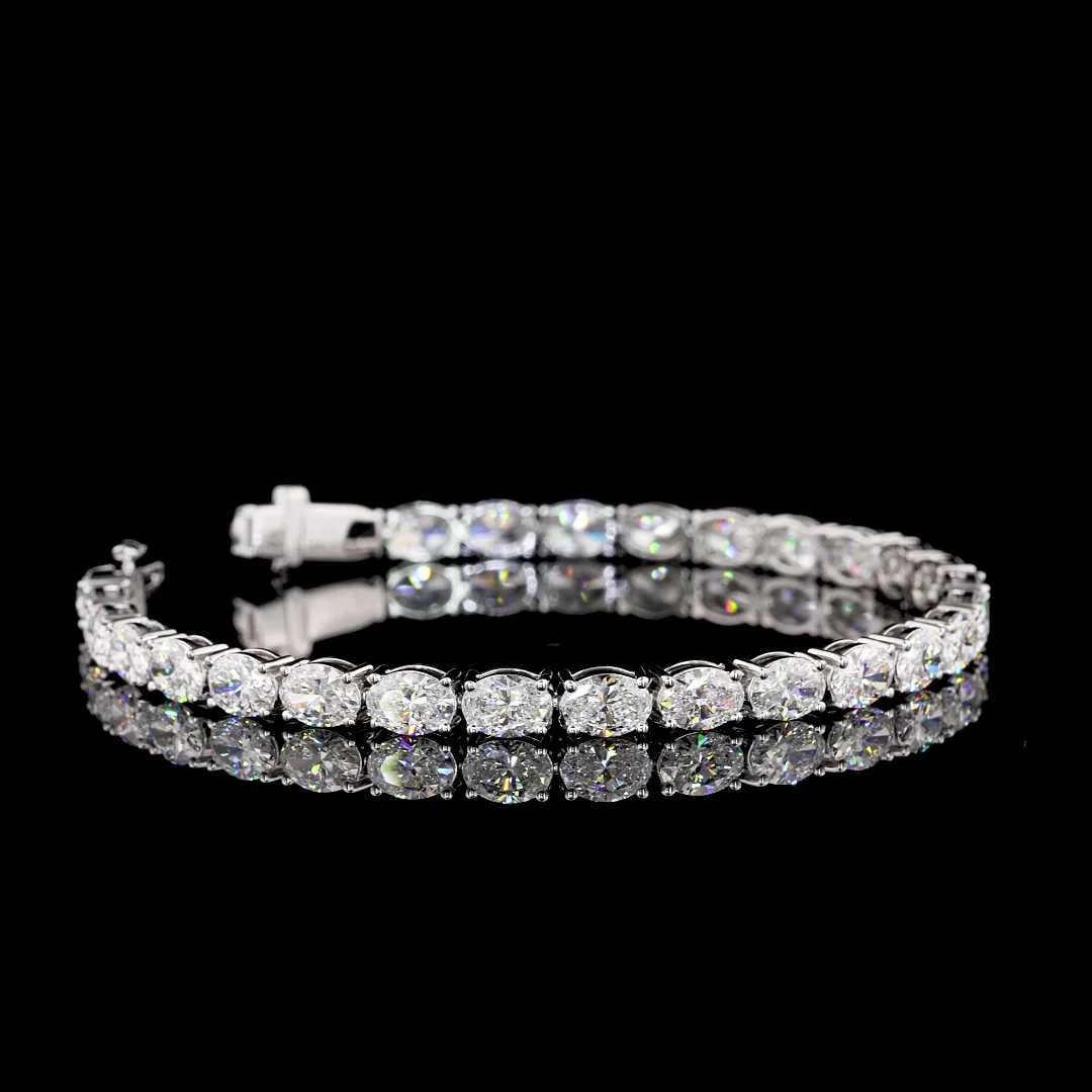 11.04 Cts 14k White Gold Oval Shape Tennis Bracelet - Video