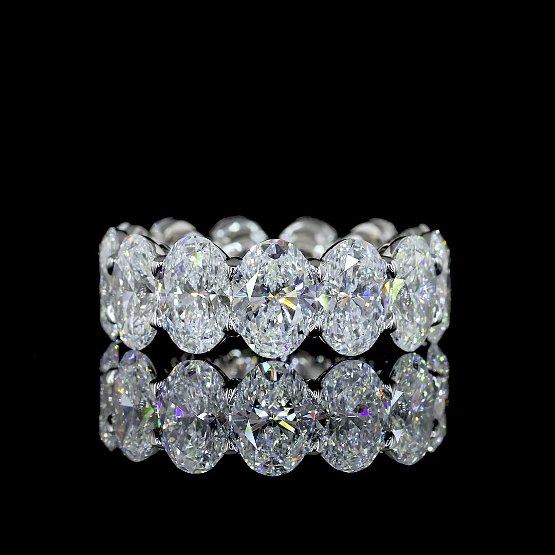 7.53 Cts Platinum Oval Shape Eternity Band Eternity Band - Video