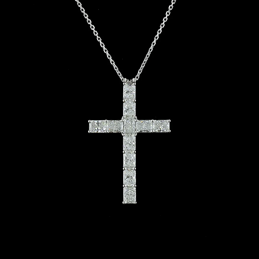 2.35 Cts 14k White Gold Radiant Shape Symbol Pendant - Image 3