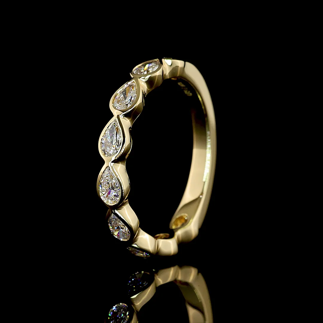 0.87 Cts 14k Yellow Gold Pear Shape 3/4 Band Eternity Band - Image 4