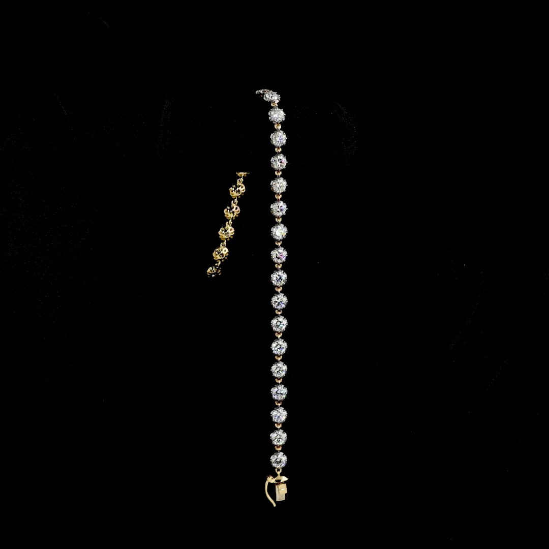 3.98 Cts 14k Two Tone Round Shape Tennis Bracelet - Image 3