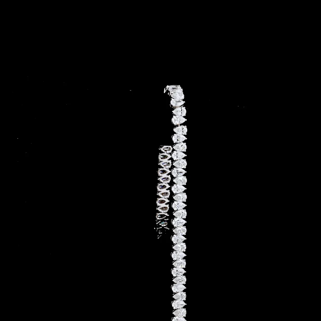 10.52 Cts 14k White Gold Pear Shape Tennis Bracelet - Image 3