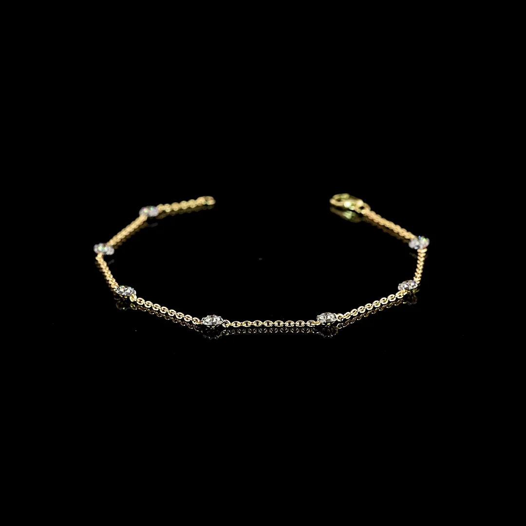 0.65 Cts 14k Yellow Gold Round Shape Station Bracelet - Video
