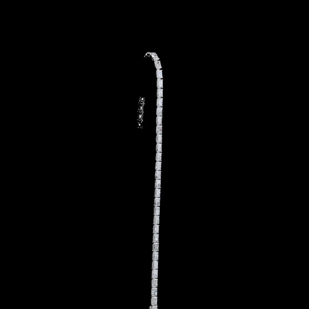 7.52 Cts 14k White Gold Radiant Shape Tennis Bracelet - Image 3