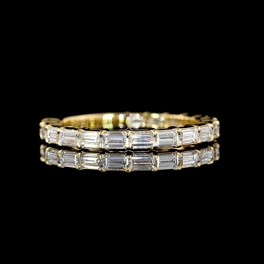 0.92 Cts 18k Yellow Gold Baguette Shape 3/4 Band Eternity Band - Video