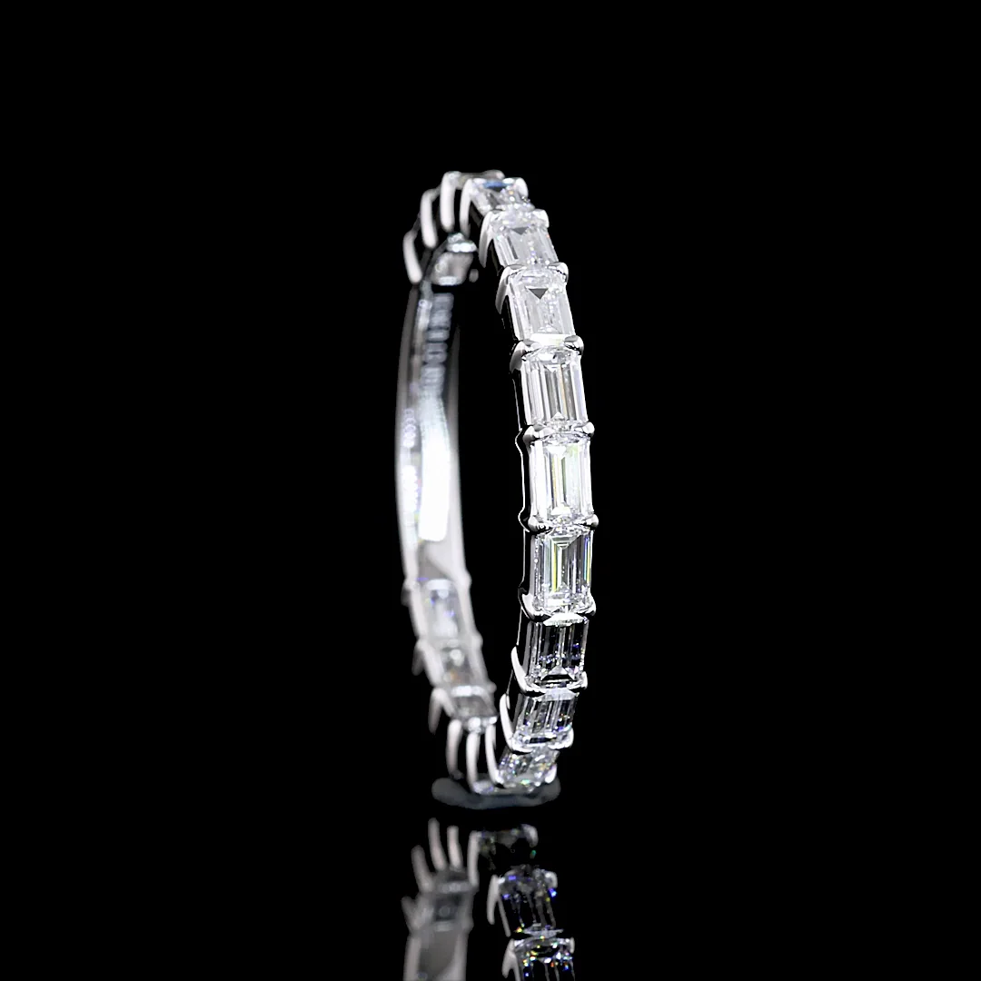 0.93 Cts 18k White Gold Baguette Shape 3/4 Band Eternity Band - Image 2