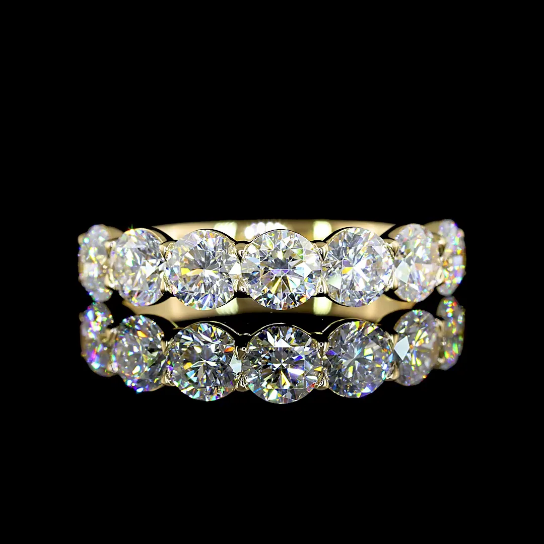 2.12 Cts 14k Yellow Gold Round Shape 7 Stones Eternity Band - Video