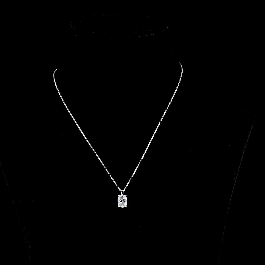 1.6 Cts 14k White Gold Cushion Brilliant Shape Solitaire Pendant - Video