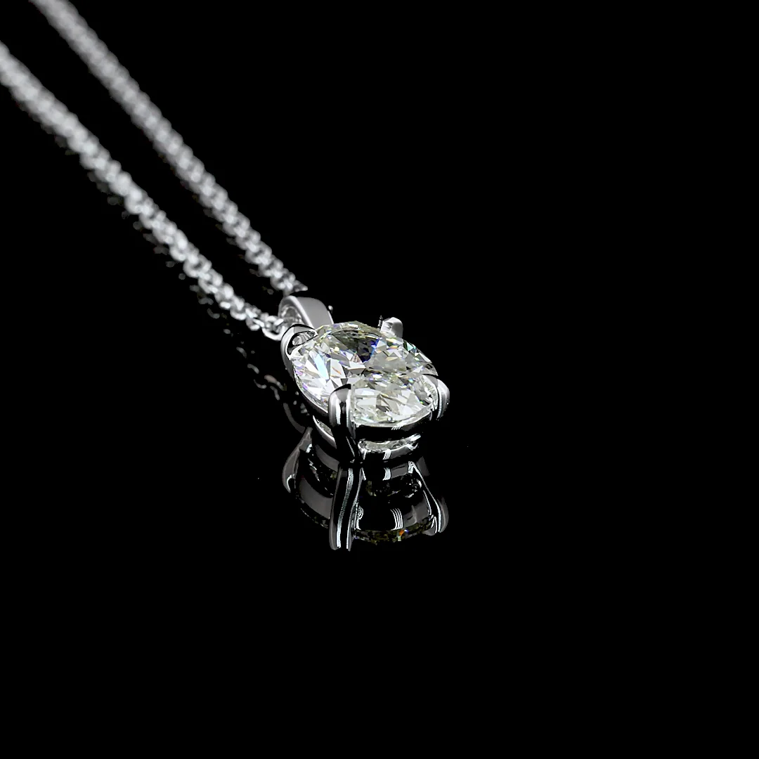 1 Cts 14k White Gold Oval Shape Solitaire Pendant - Image 2