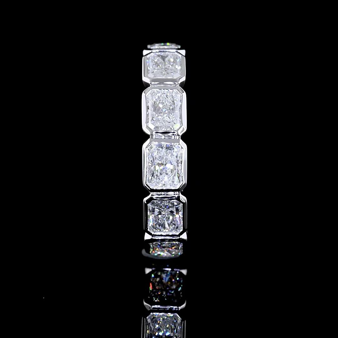 2.37 Cts 14k White Gold Radiant Shape 3/4 Band Eternity Band - Image 2