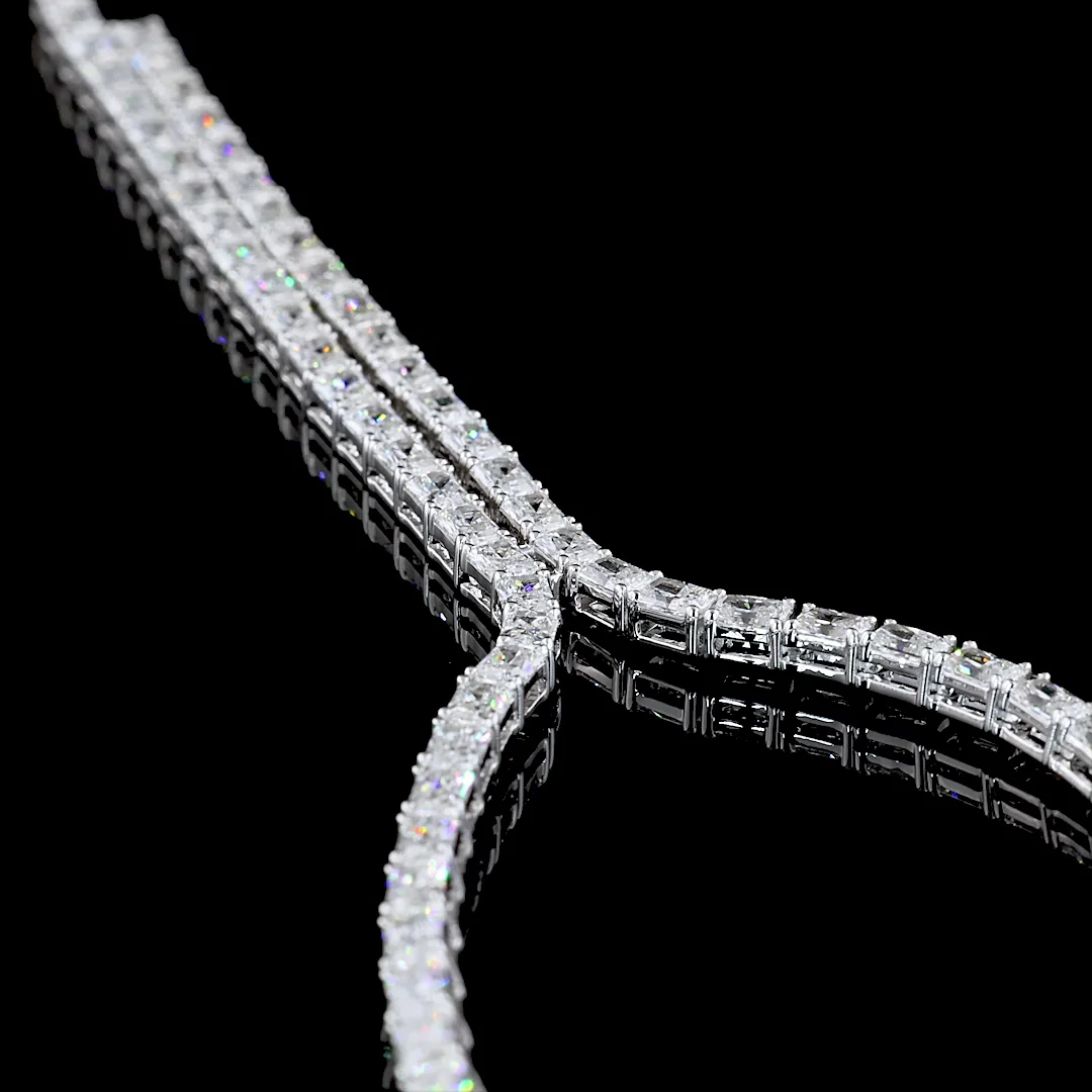16.15 Cts 14k White Gold Radiant Shape Lariat Necklace - Image 2