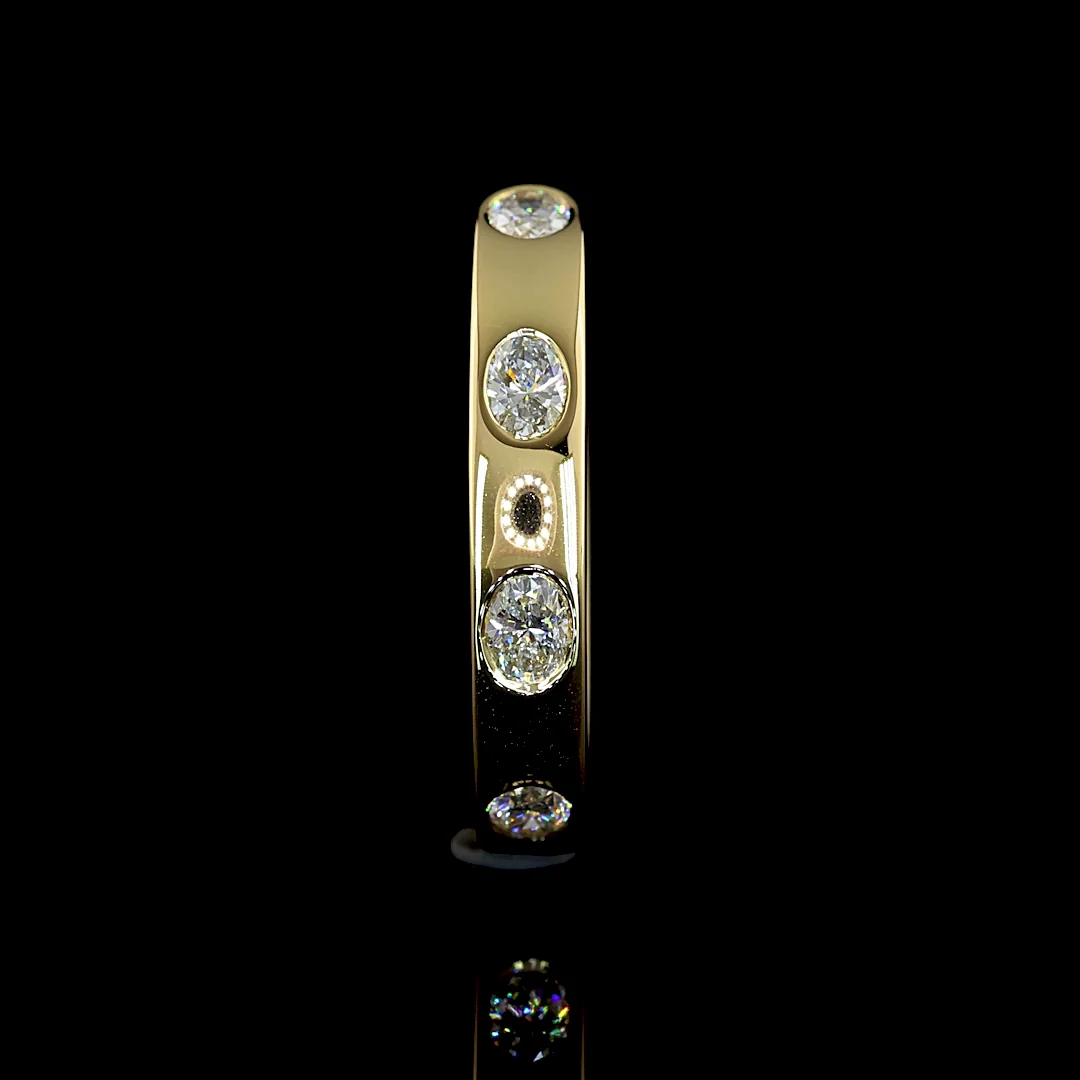 0.59 Cts 14k Yellow Gold Oval Shape 7 Stones Eternity Band - Image 2
