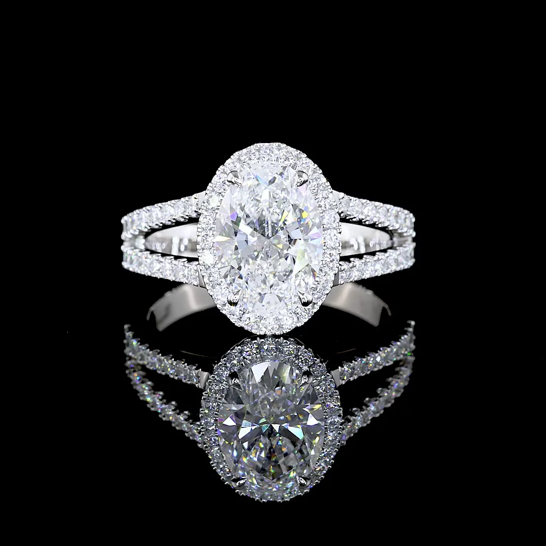 2.52 Cts Platinum Oval Shape Split Shank Ring - Video