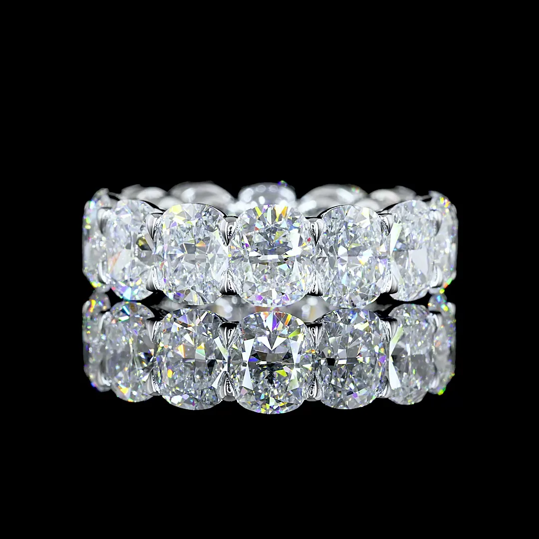 10.31 Cts 14k White Gold Cushion Brilliant Shape Eternity Band Eternity Band - Video