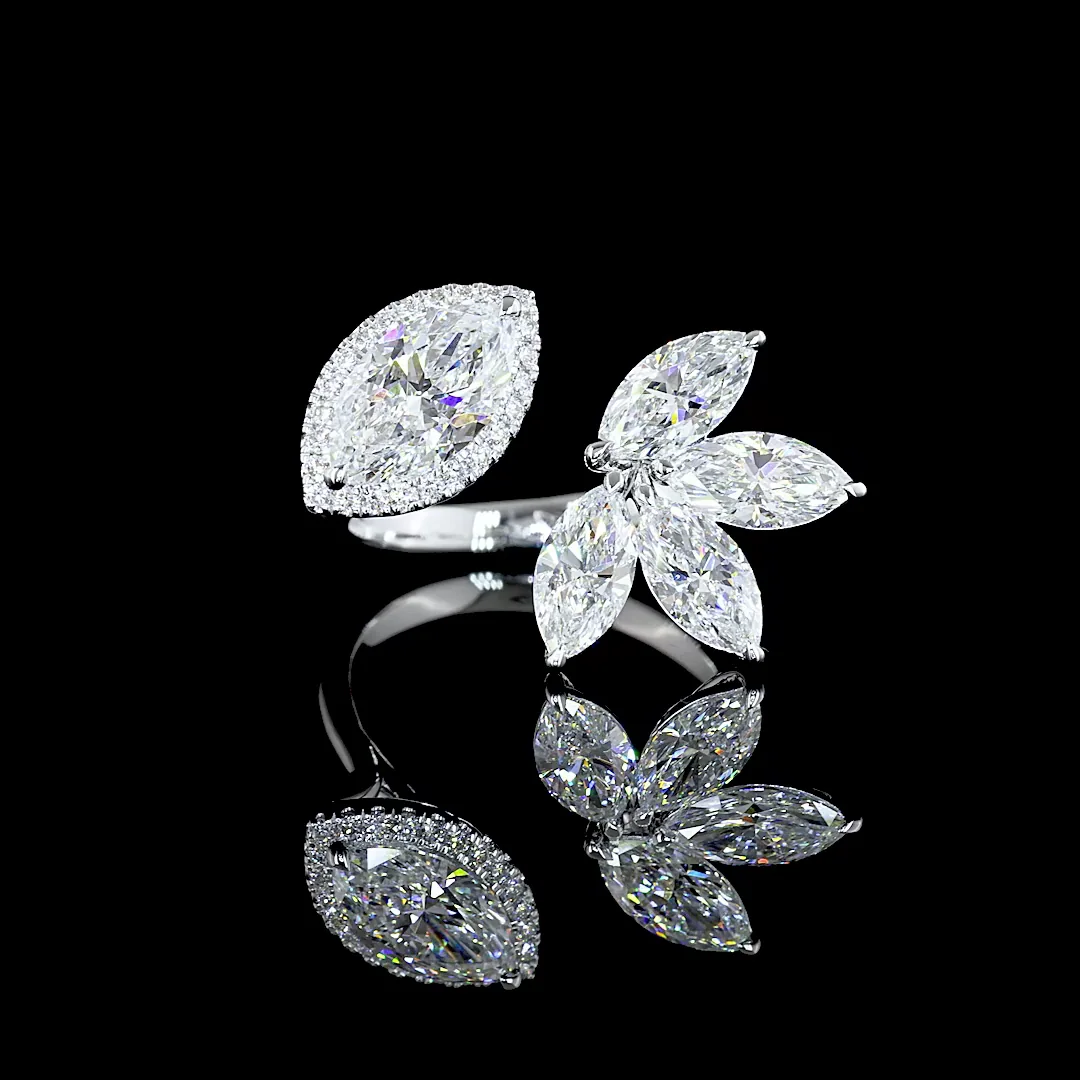 3.02 Cts 14k White Gold Marquise Shape Special Ring - Video