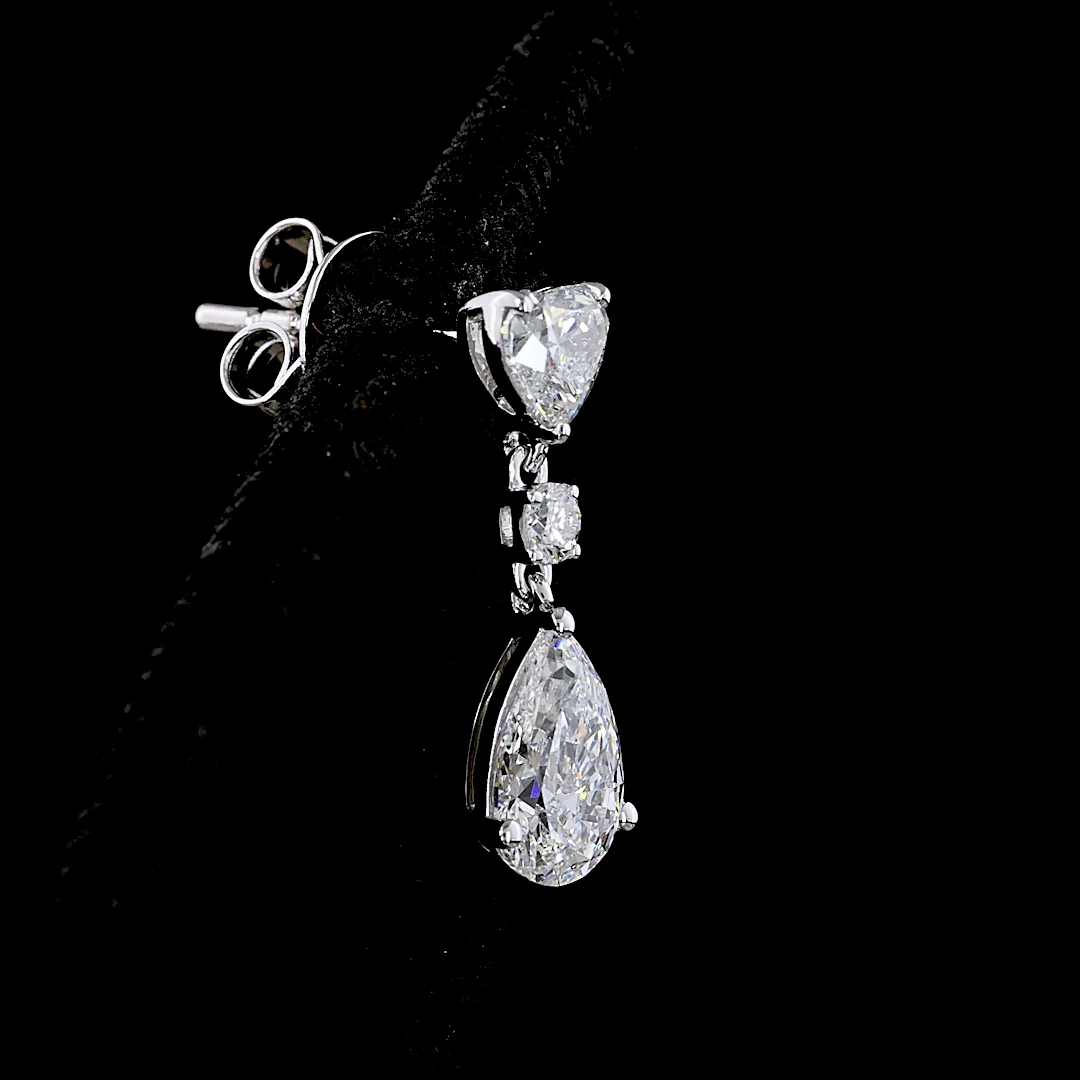 1.72 Cts 14k White Gold Mix Shape Hanging Earring - Image 2