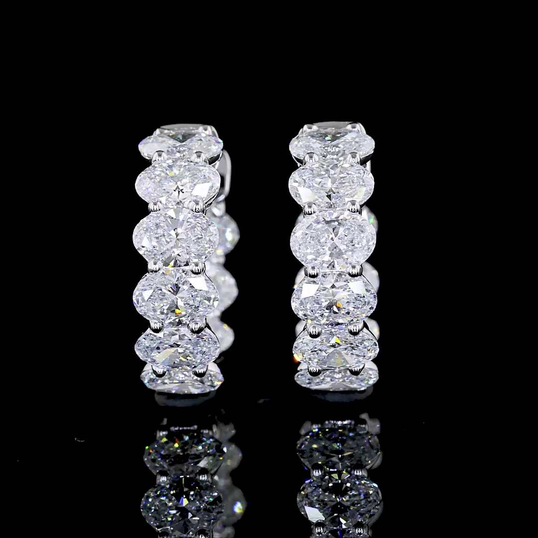 3.03 Cts 14k White Gold Oval Shape Huggies Earring - Image 3
