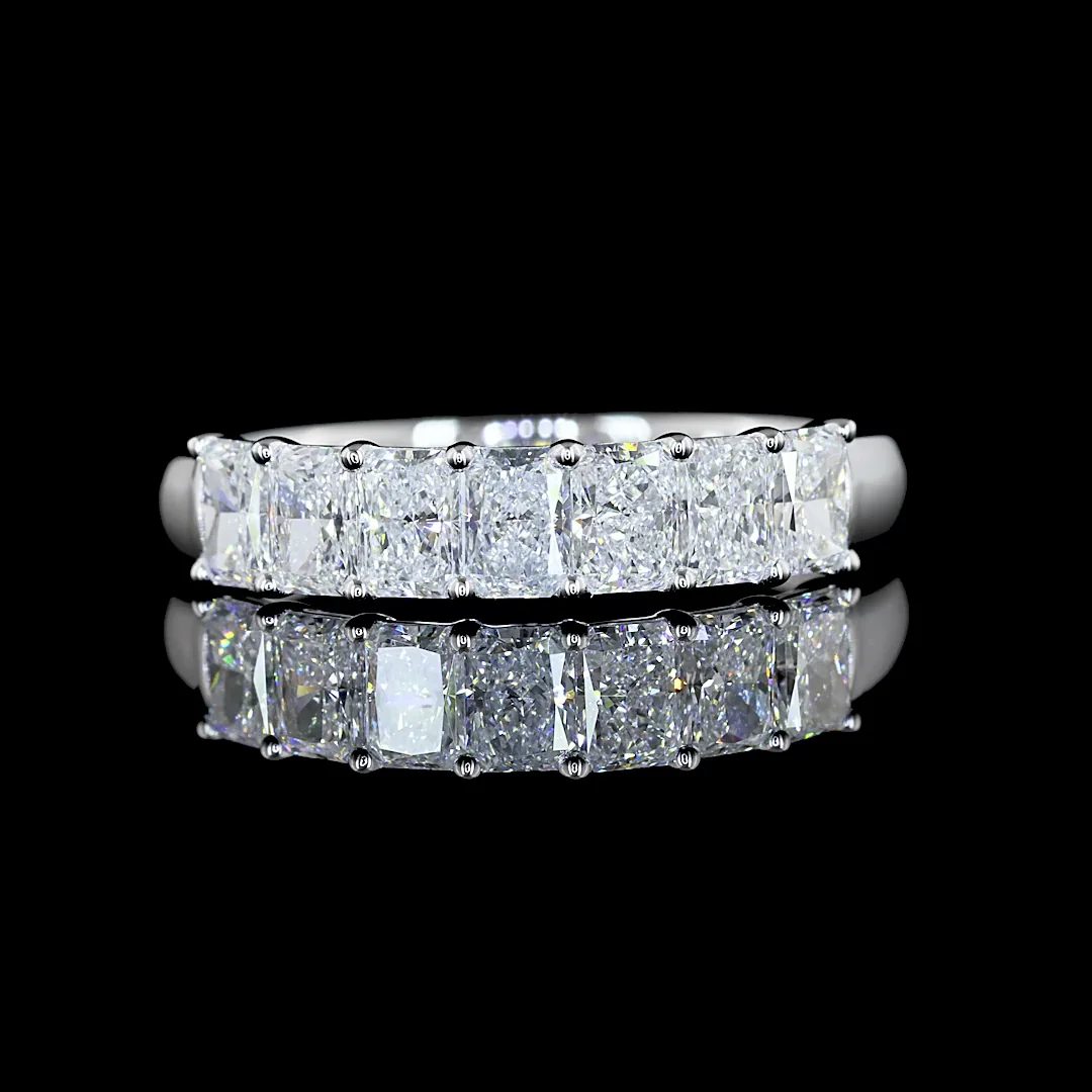 1.03 Cts 14k White Gold Radiant Shape 7 Stones Eternity Band - Video