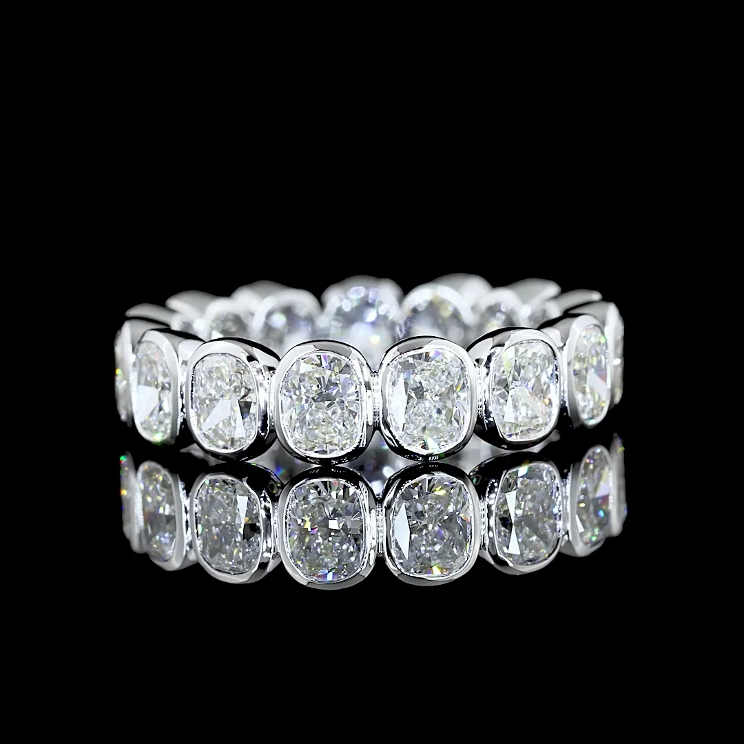 4.08 Cts 14k White Gold Cushion Brilliant Shape Eternity Band Eternity Band - Video