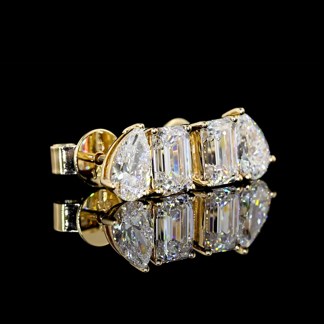 1.68 Cts 14k Yellow Gold Mix Shape Studs Earring - Video