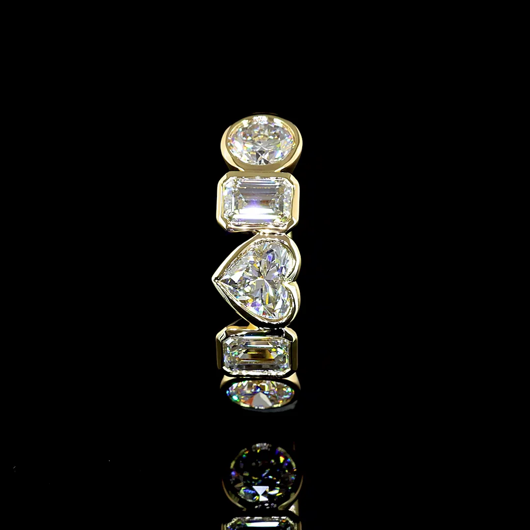 2.07 Cts 14k Yellow Gold Mix Shape 5 Stones Eternity Band - Image 2