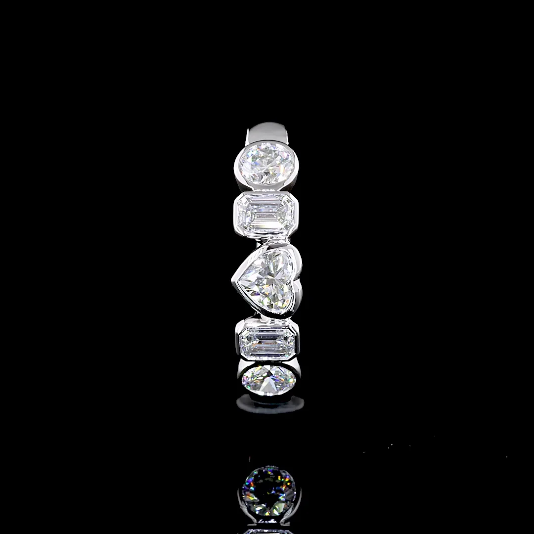 1.03 Cts 14k White Gold Heart Shape 5 Stones Eternity Band - Image 2