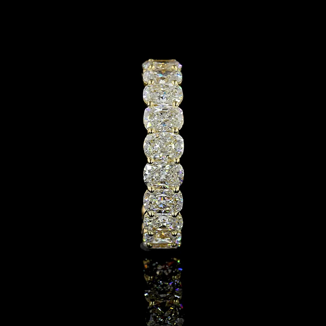3.15 Cts 14k Yellow Gold Cushion Brilliant Shape 3/4 Band Eternity Band - Image 4