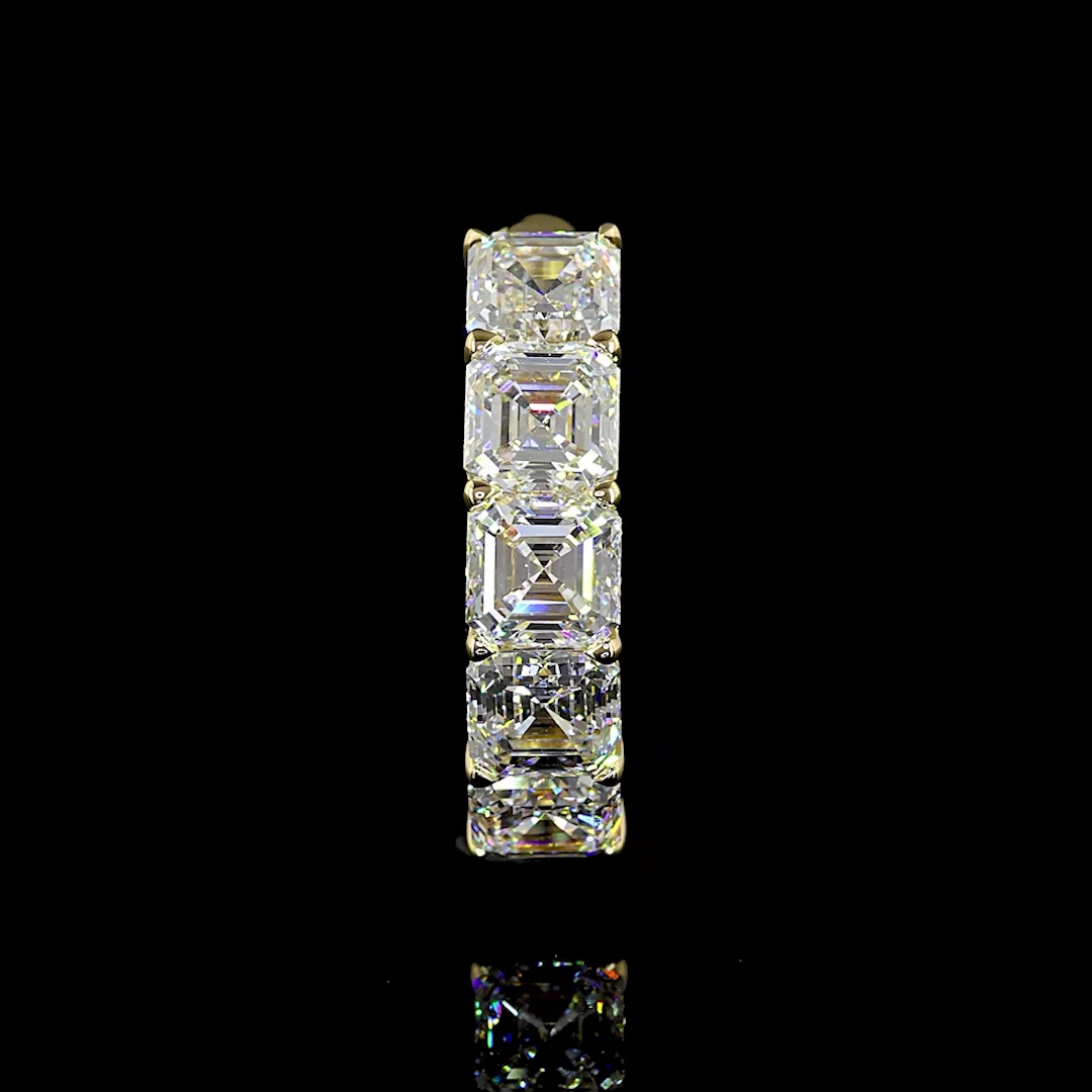 3.03 Cts 14k Yellow Gold Asscher Shape 5 Stones Eternity Band - Image 4
