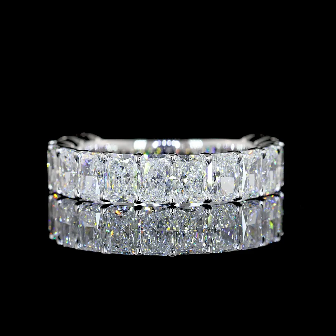 3.21 Cts 14k White Gold Radiant Shape 3/4 Band Eternity Band - Video