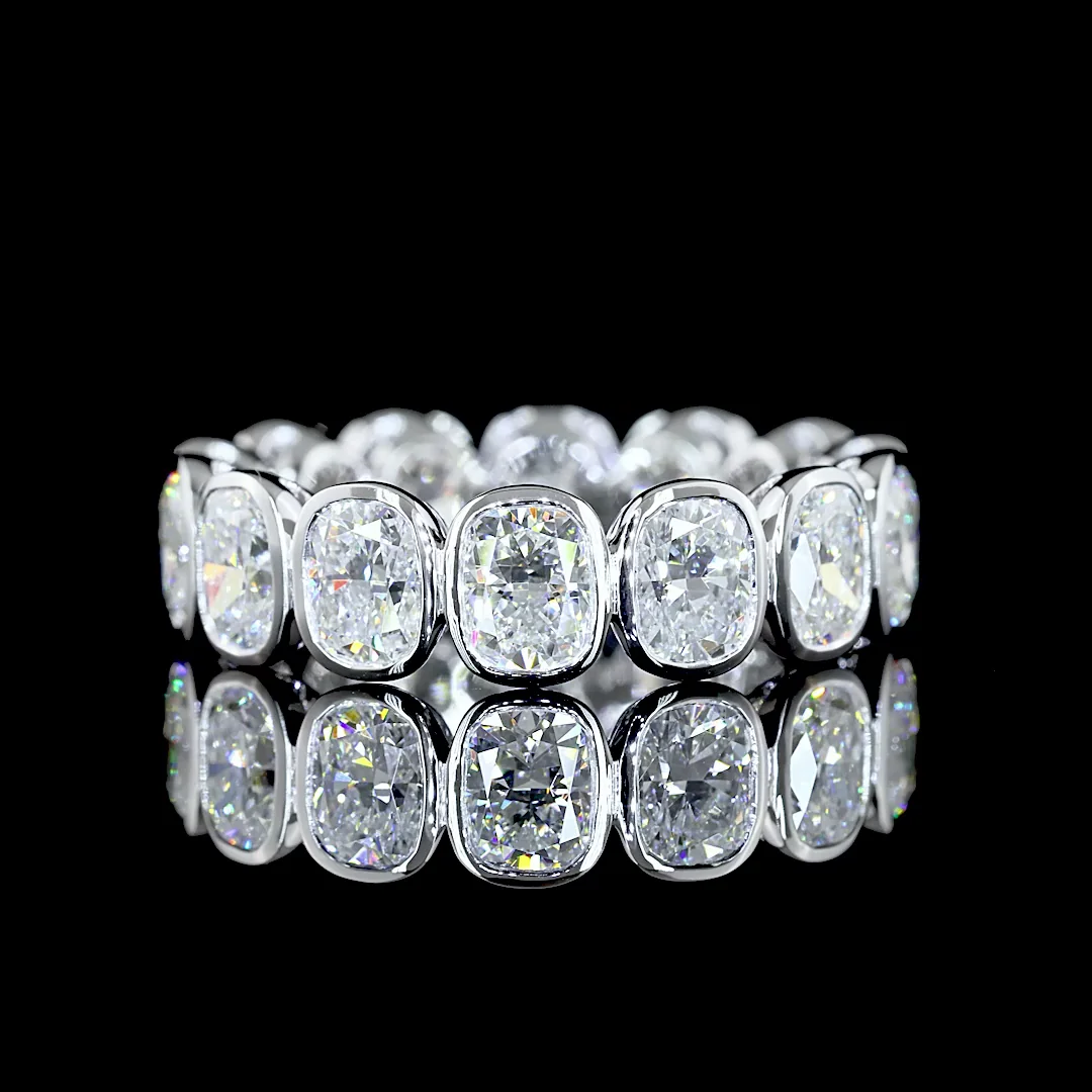 5.49 Cts 14k White Gold Cushion Brilliant Shape Eternity Band Eternity Band - Video