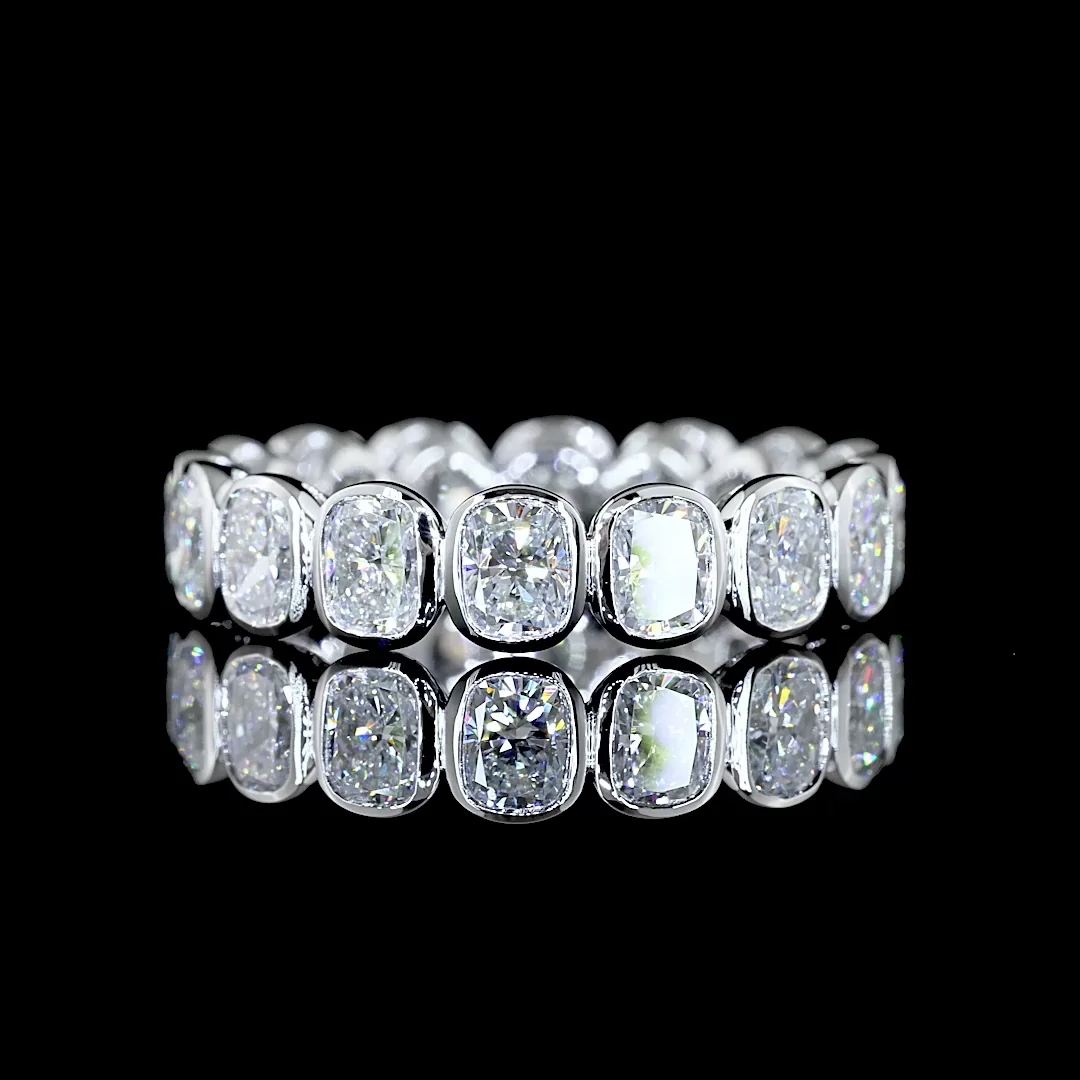 3.34 Cts 14k White Gold Cushion Brilliant Shape Eternity Band Eternity Band - Video
