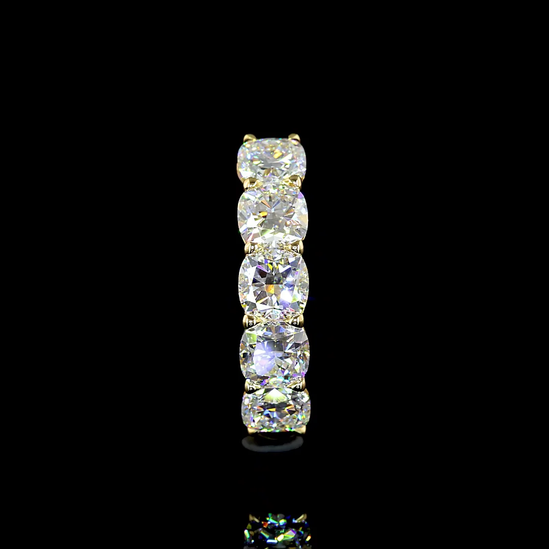 2.03 Cts 14k Yellow Gold Square Cushion Brilliant Shape 5 Stones Eternity Band - Image 2