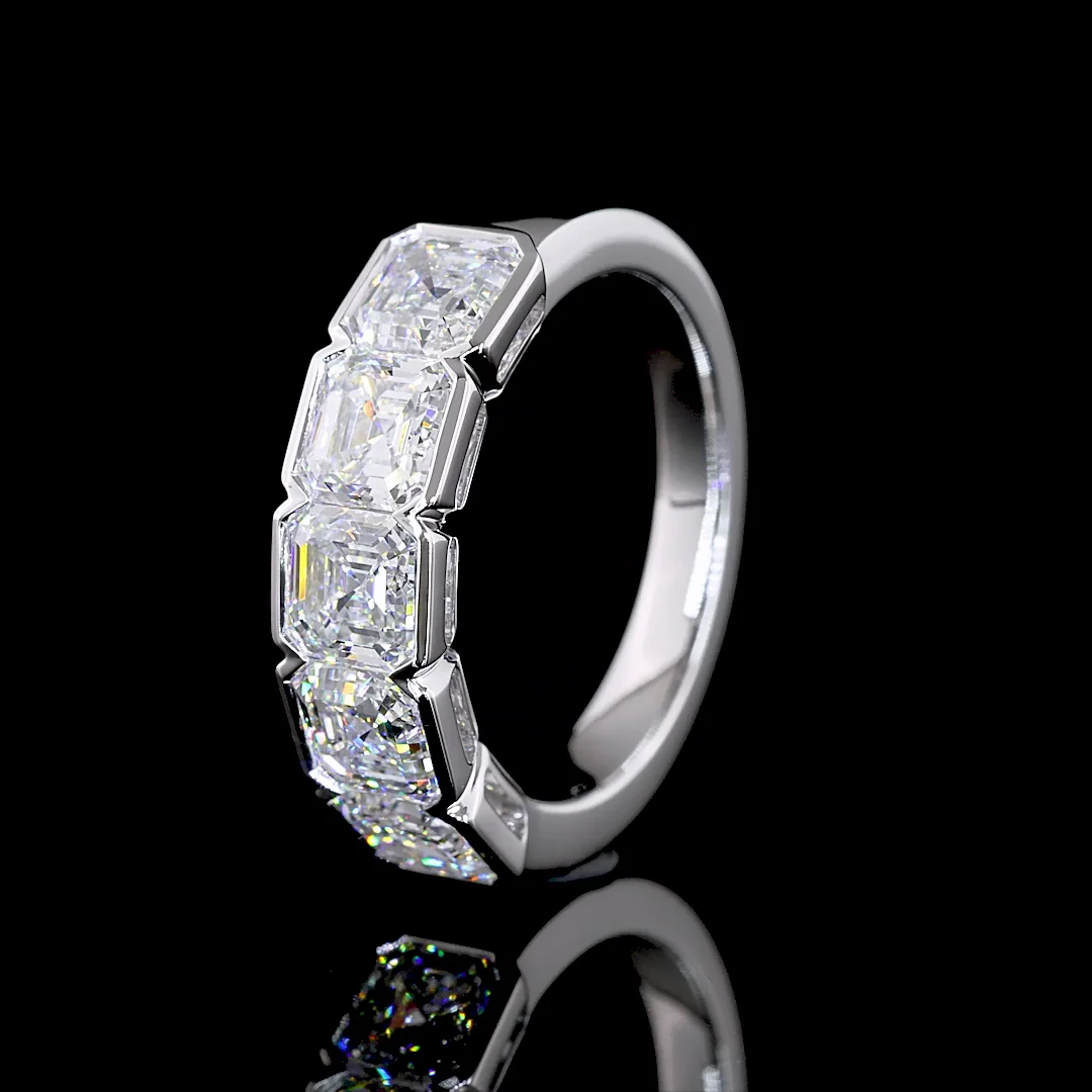3.04 Cts 14k White Gold Asscher Shape 5 Stones Eternity Band - Image 2