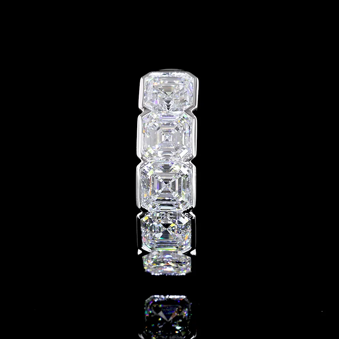 3.04 Cts 14k White Gold Asscher Shape 5 Stones Eternity Band - Image 4