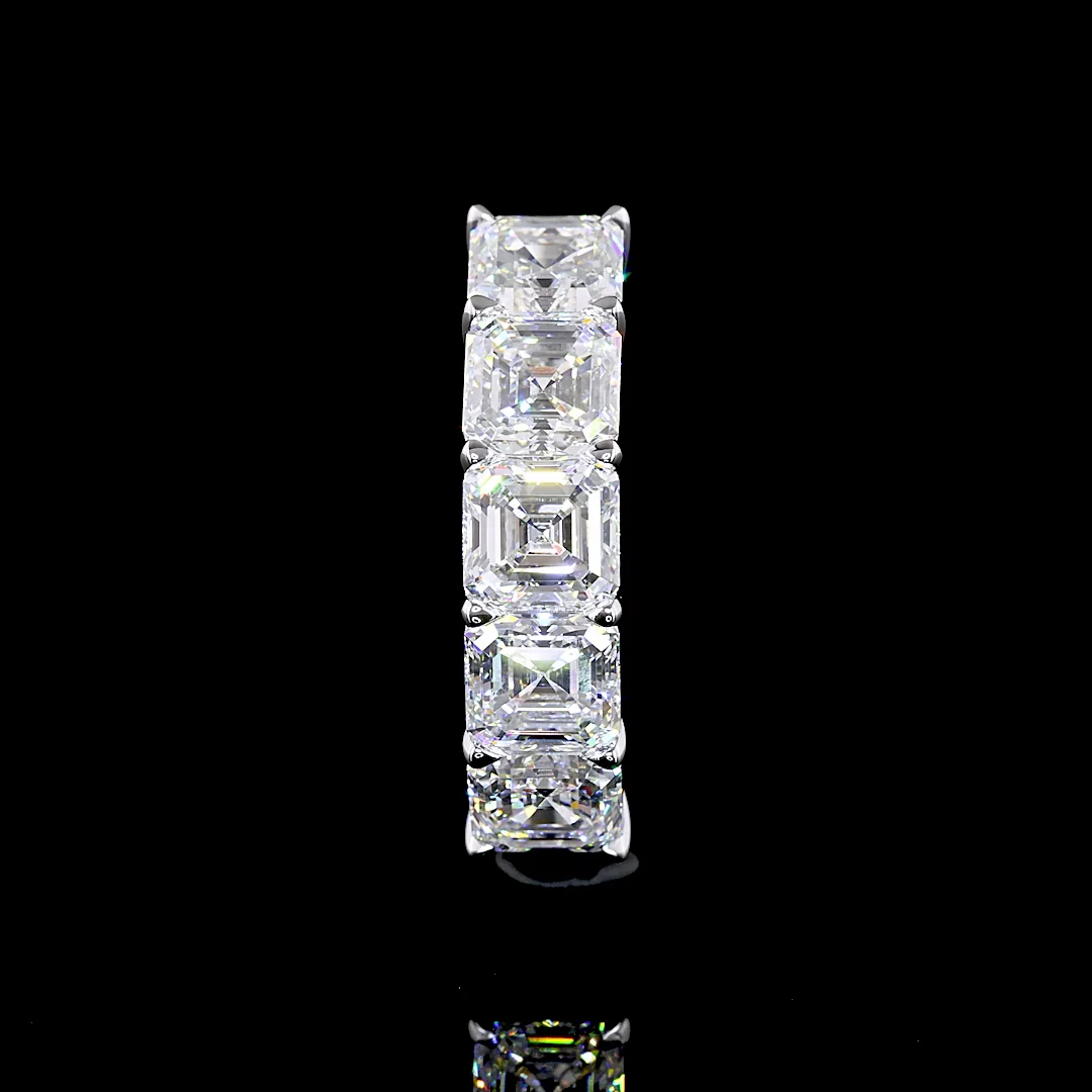 2.87 Cts 14k White Gold Asscher Shape 5 Stones Eternity Band - Image 2