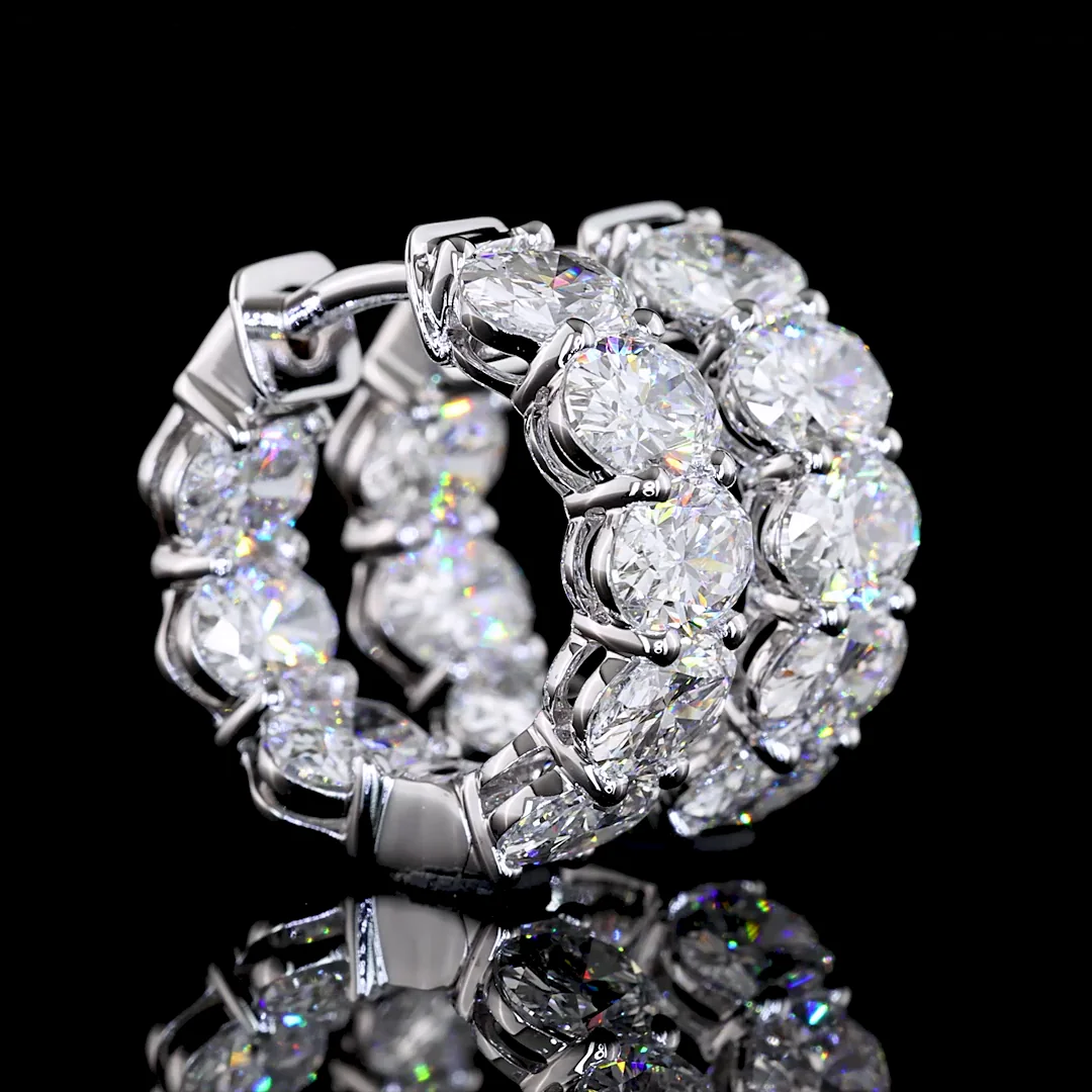 4.31 Cts 14k White Gold Oval Shape Huggies Earring - Video