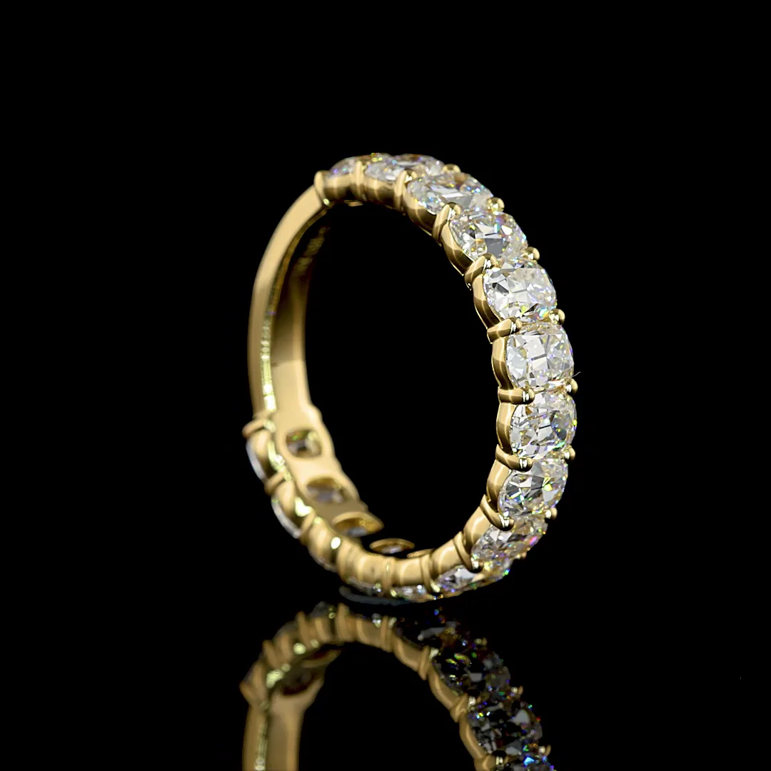 2.97 Cts 14k Yellow Gold Antique Cushion Shape 3/4 Band Eternity Band - Image 2