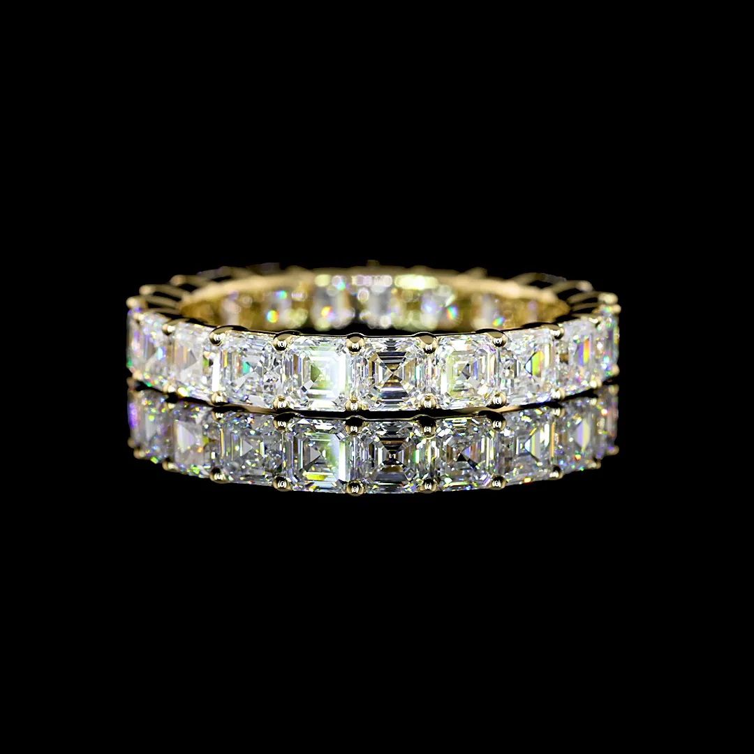 3.05 Cts 14k Yellow Gold Asscher Shape Eternity Band Eternity Band - Video