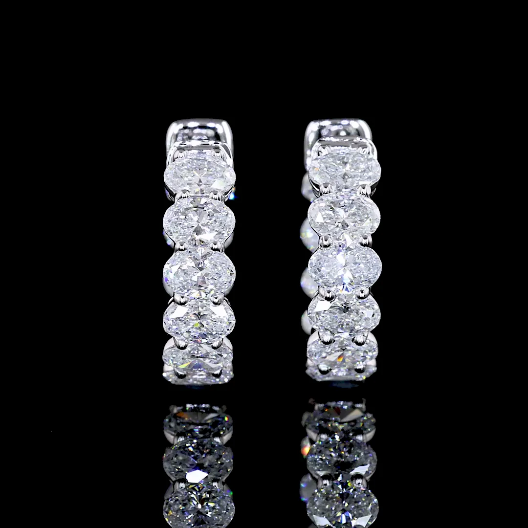 1.88 Cts 14k White Gold Oval Shape Huggies Earring - Image 3