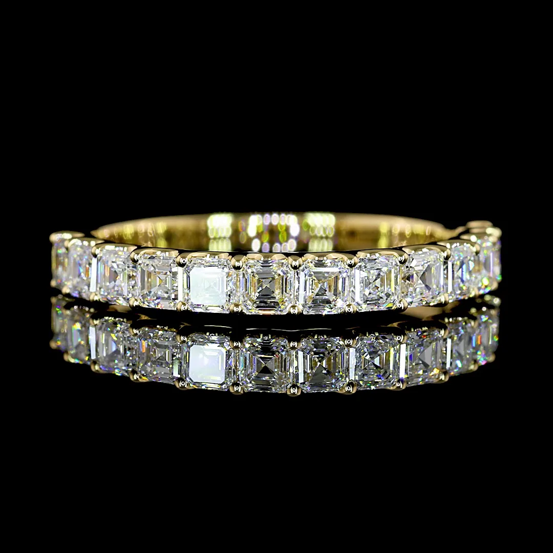 0.97 Cts 14k Yellow Gold Asscher Shape Half Eternity Eternity Band - Video