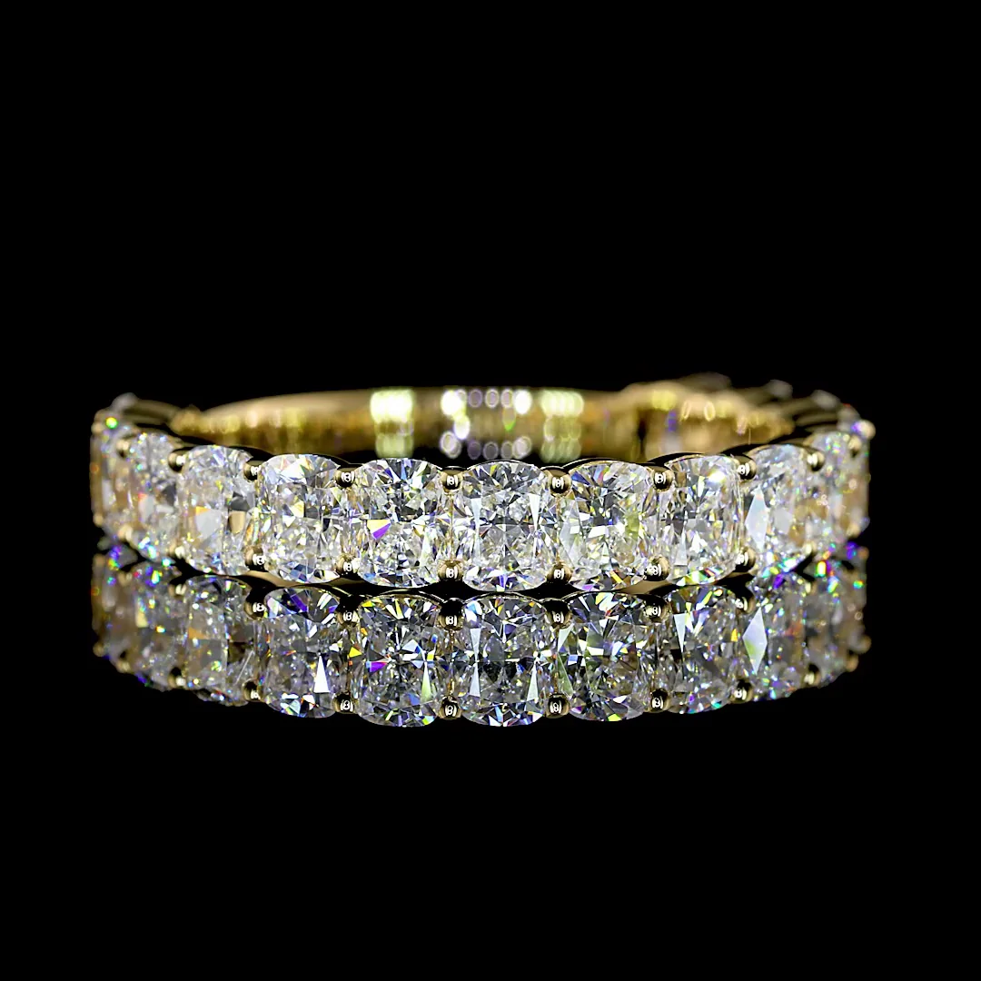 1.88 Cts 14k Yellow Gold Cushion Brilliant Shape 3/4 Band Eternity Band - Video