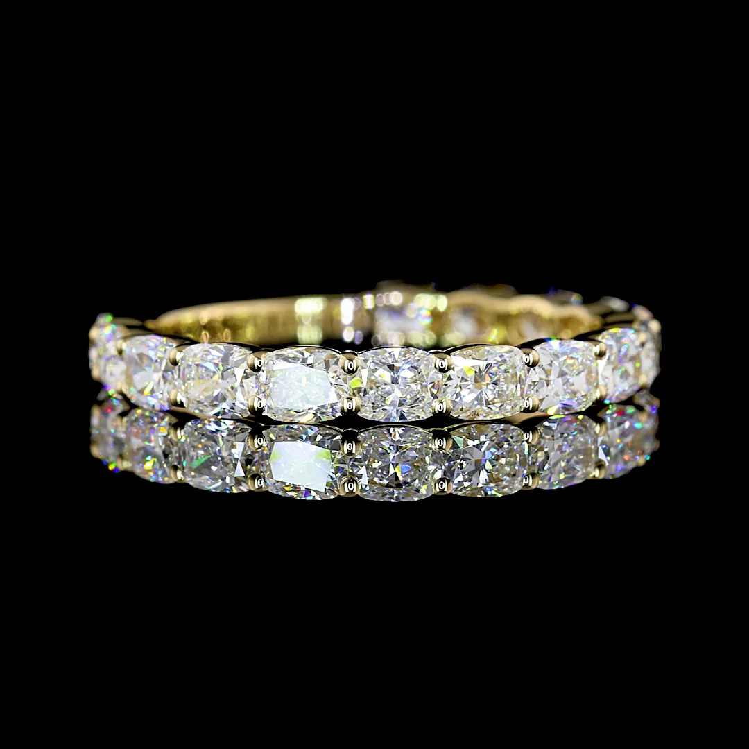 1.64 Cts 14k Yellow Gold Cushion Brilliant Shape 3/4 Band Eternity Band - Video