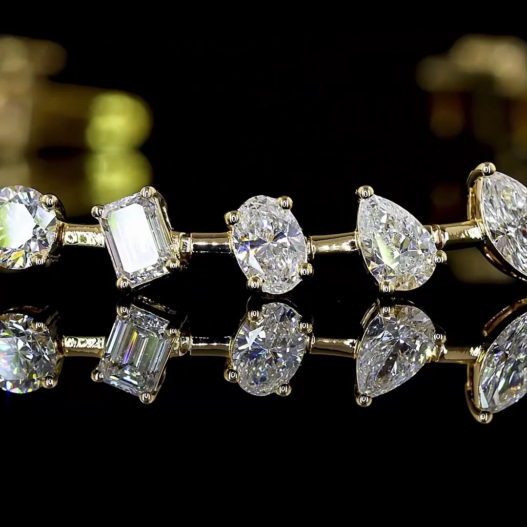 3.73 Cts 14k Yellow Gold Mix Shape Tennis Bracelet - Image 2