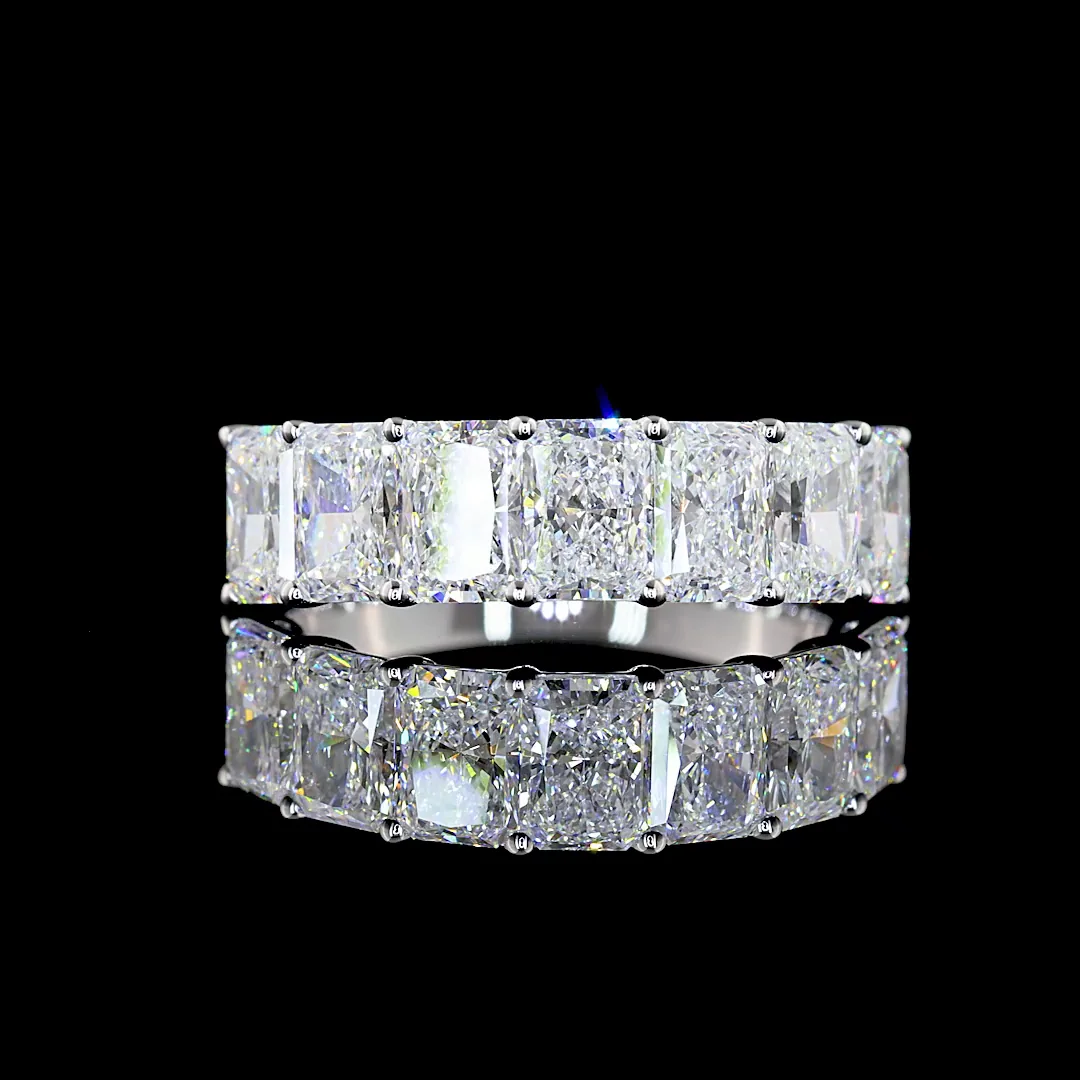 2.96 Cts 14k White Gold Radiant Shape 7 Stones Eternity Band - Video