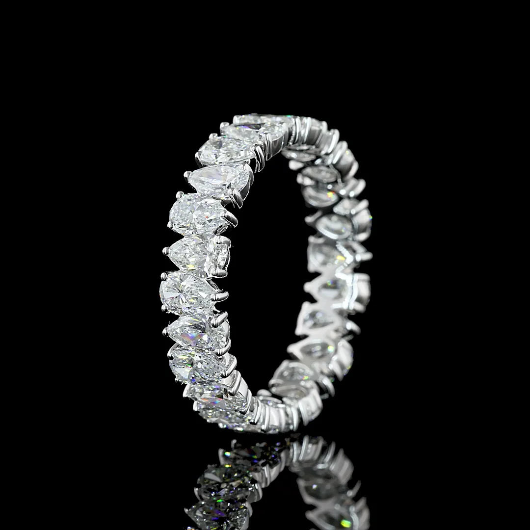 3 Cts 14k White Gold Pear Shape Eternity Band Eternity Band - Image 4