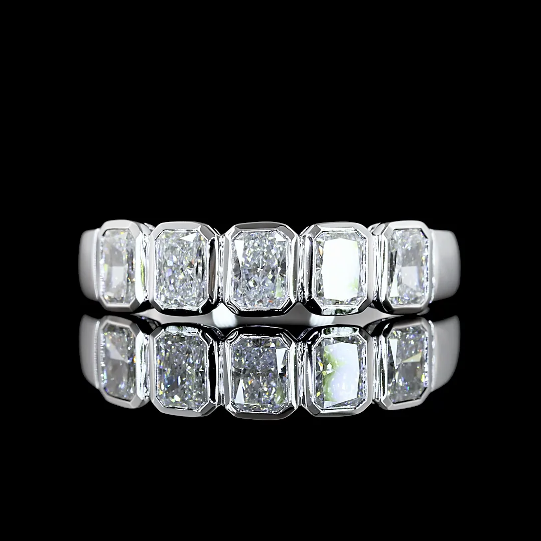 1.03 Cts 14k White Gold Radiant Shape 5 Stones Eternity Band - Video