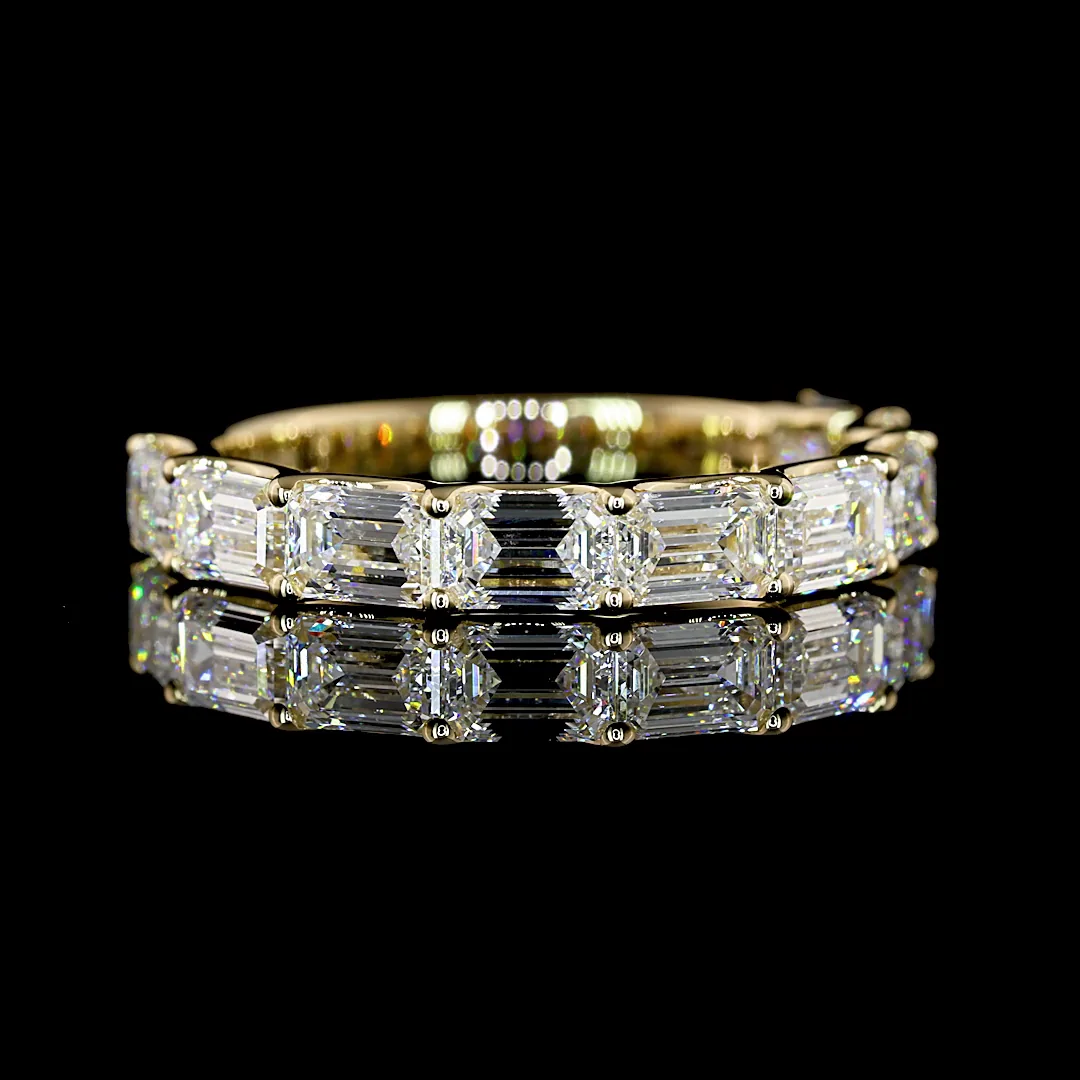 1.95 Cts 14k Yellow Gold Emerald Shape Half Eternity Eternity Band - Video