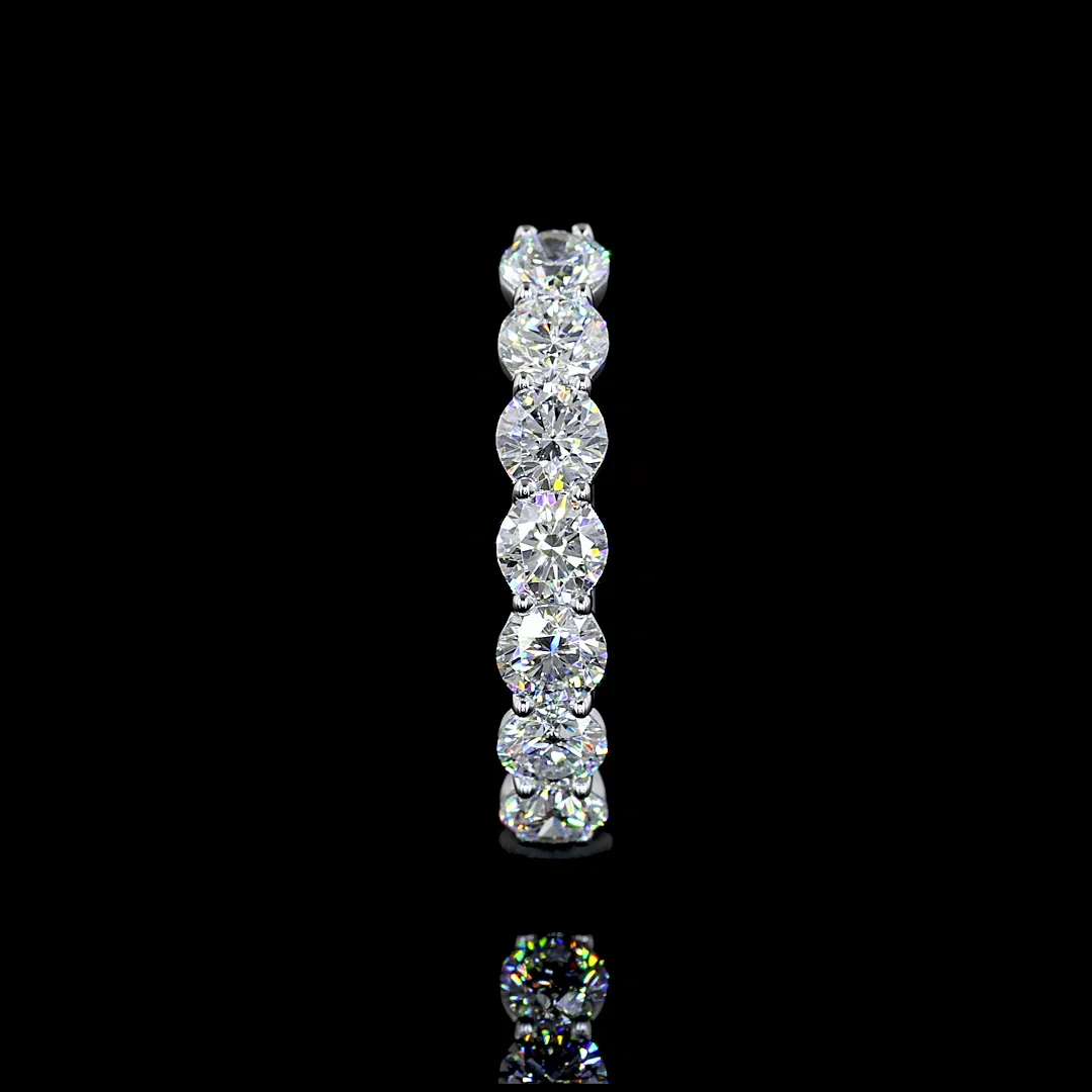 0.95 Cts 14k White Gold Round Shape 7 Stones Eternity Band - Image 4